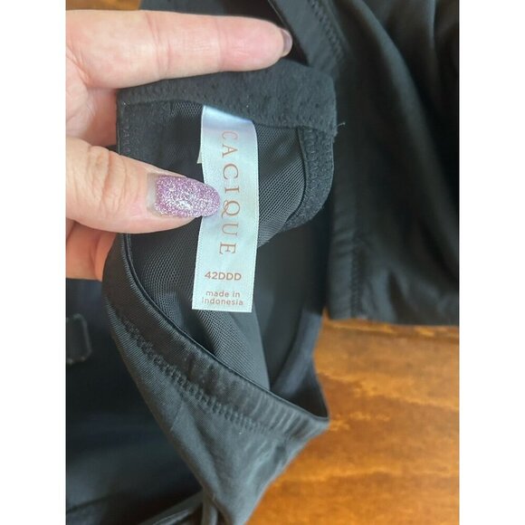 Cacique Lane Bryant Solid Black Boost Plunge Padded Bra Plus Size 42DDD - Picture 5 of 7